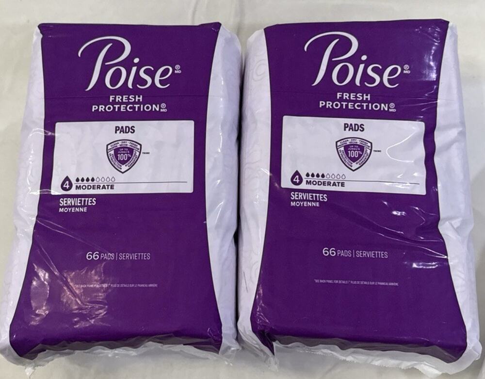Poise Incontinence Pads 4 Drop Moderate Absorbency Regular Length 132 Count